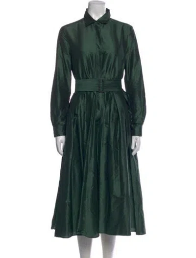 Pre-owned Max Mara Silk Long Dress In Green