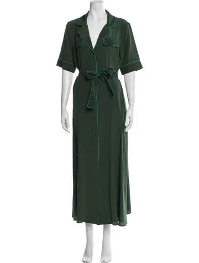 Pre-owned Max Mara Silk Long Dress In Green