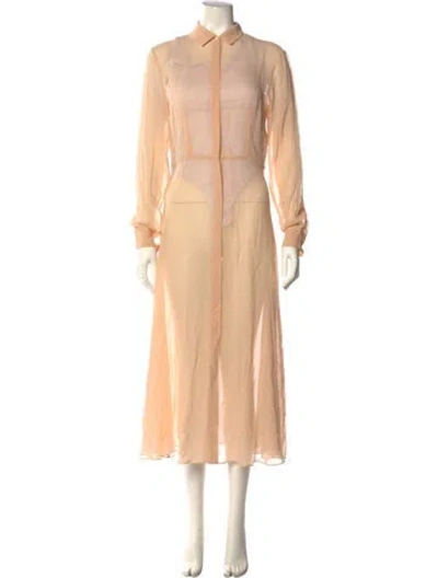 Pre-owned Max Mara Silk Long Dress In Neutral