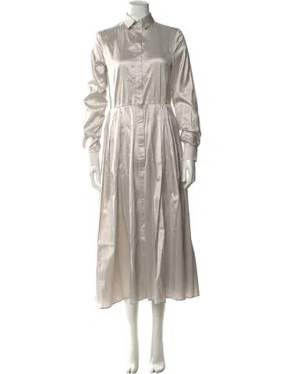 Pre-owned Max Mara Silk Long Dress In Neutral