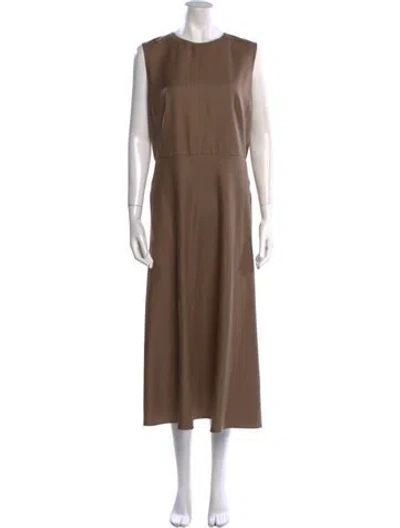 Pre-owned Max Mara Silk Long Dress In Neutral