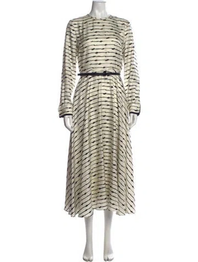 Pre-owned Max Mara Silk Long Dress In Neutral