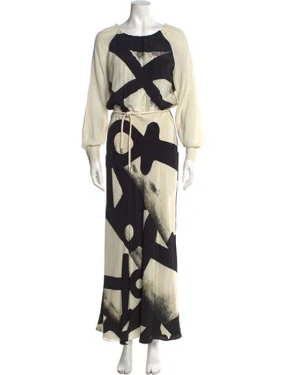 Pre-owned Max Mara Silk Long Dress In Neutrals