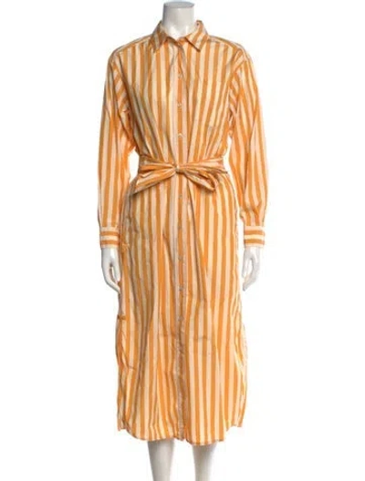 Pre-owned Max Mara Silk Long Dress In Orange