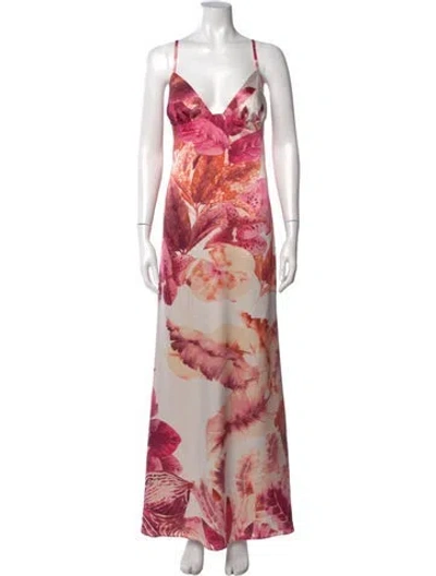 Pre-owned Max Mara Silk Long Dress In Pink