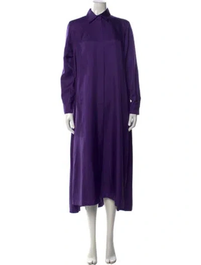 Pre-owned Max Mara Silk Long Dress In Purple