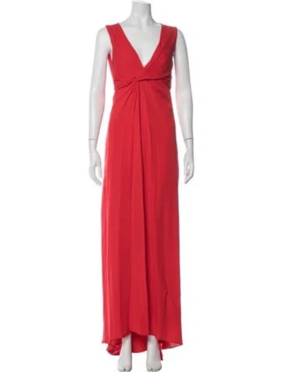 Pre-owned Max Mara Silk Long Dress In Red