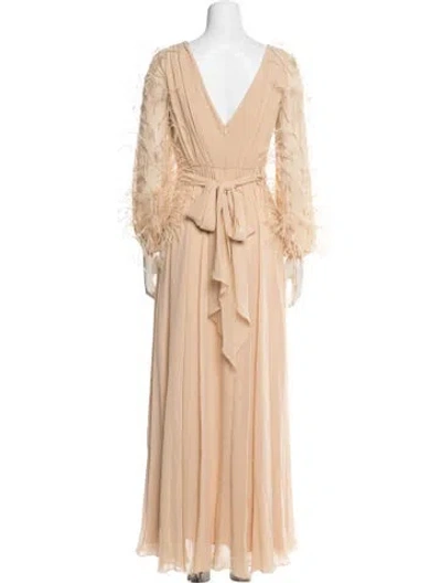 Pre-owned Max Mara Silk Long Dress W/ Tags In Neutral