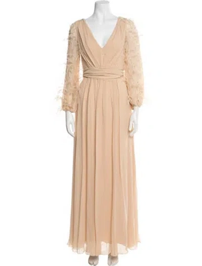 Pre-owned Max Mara Silk Long Dress W/ Tags In Neutral