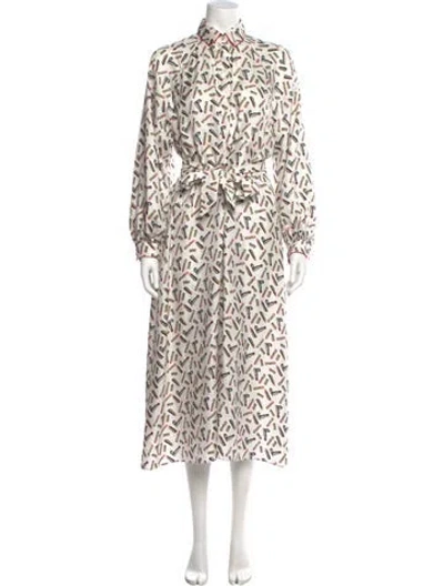 Pre-owned Max Mara Silk Long Dress In White