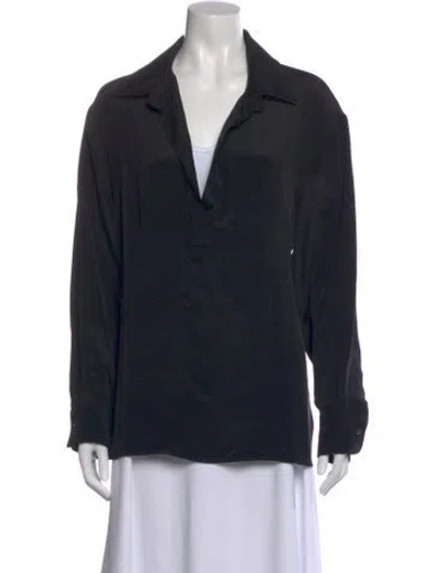 Pre-owned Max Mara Silk Long Sleeve Blouse In Black
