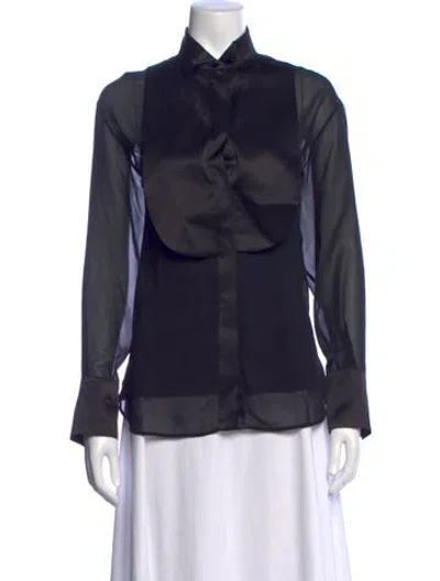Pre-owned Max Mara Silk Long Sleeve Blouse In Black
