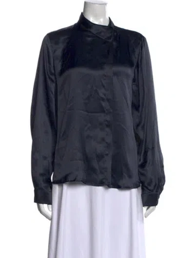 Pre-owned Max Mara Silk Long Sleeve Blouse In Blue