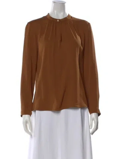 Pre-owned Max Mara Silk Long Sleeve Blouse In Brown