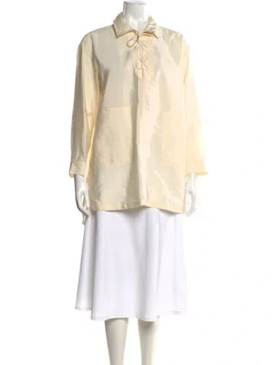 Pre-owned Max Mara Silk Long Sleeve Blouse In Neutral