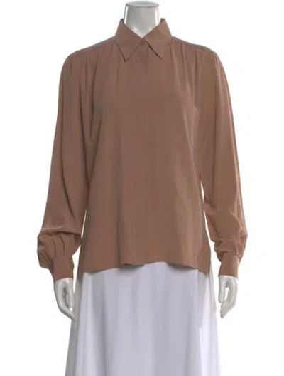 Pre-owned Max Mara Silk Long Sleeve Blouse In Neutral