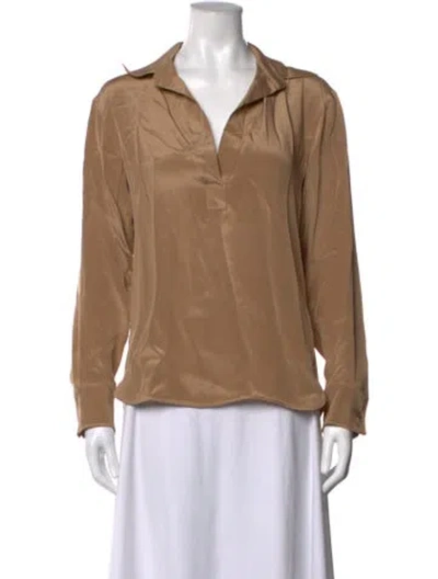 Pre-owned Max Mara Silk Long Sleeve Blouse In Neutrals