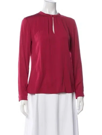 Pre-owned Max Mara Silk Long Sleeve Blouse In Red