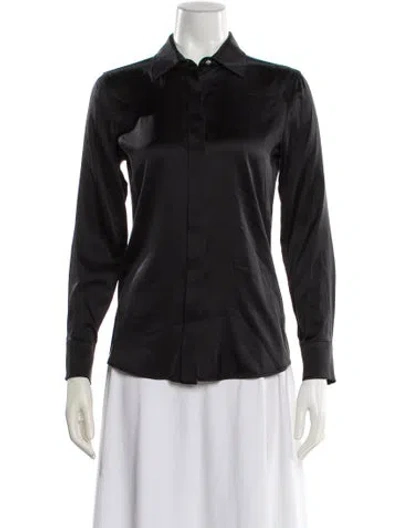 Pre-owned Max Mara Silk Long Sleeve Blouse W/ Tags In Black