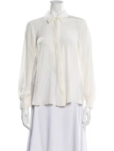 Pre-owned Max Mara Silk Long Sleeve Blouse W/ Tags In Neutral