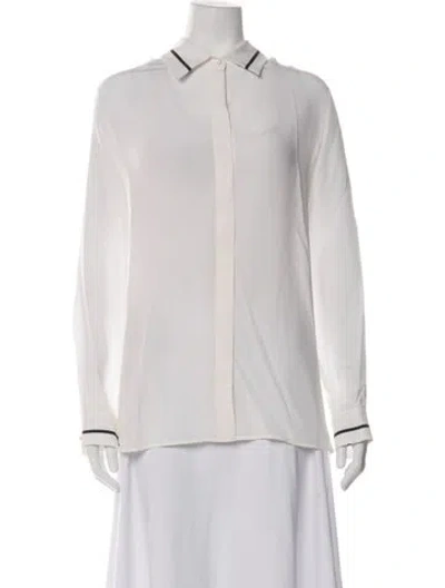 Pre-owned Max Mara Silk Long Sleeve Blouse W/ Tags In Neutrals