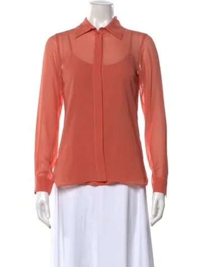 Pre-owned Max Mara Silk Long Sleeve Button-up Top W/ Tags In Pink