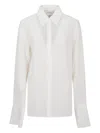 Max Mara Stretch Poplin Shirt With Button Accents In White