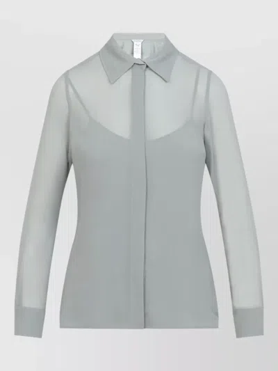 Max Mara Golfo Shirt Long Sleeves Sheer Fabric In Gray