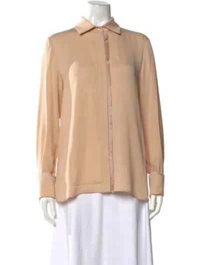 Pre-owned Max Mara Silk Long Sleeve Top In Neutral