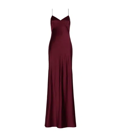 Max Mara Silk Maxi Dress In Burgundy