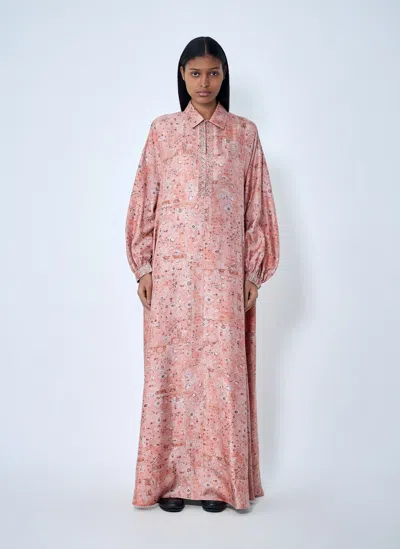 Max Mara Silk Maxi Dress In Orange