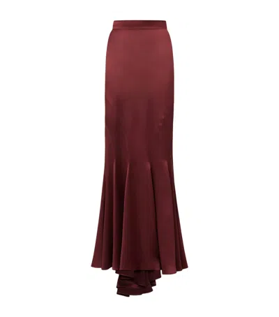 Max Mara Silk Maxi Skirt In Burgundy