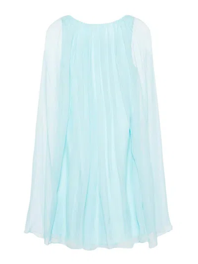 Max Mara Light Blue Footing Silk Chiffon Dress