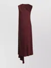 Max Mara Silk Midi Dress With Asymmetric Draped Detail In Brown