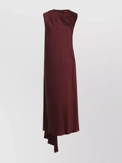 MAX MARA SILK MIDI DRESS WITH ASYMMETRIC DRAPED DETAIL