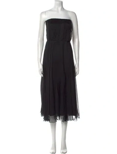 Pre-owned Max Mara Silk Midi Length Dress In Black