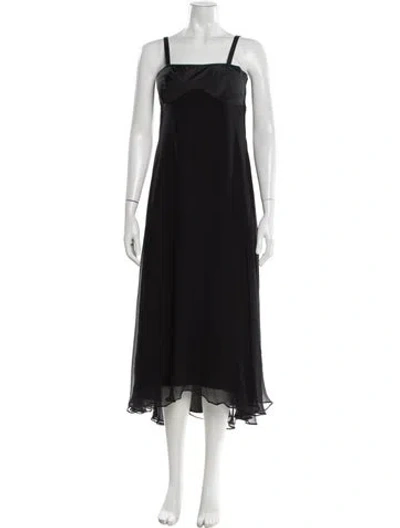 Pre-owned Max Mara Silk Midi Length Dress In Black