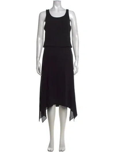 Pre-owned Max Mara Silk Midi Length Dress In Black