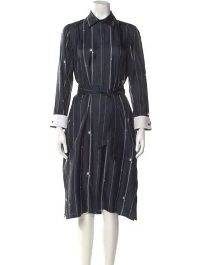 Pre-owned Max Mara Silk Midi Length Dress In Blue