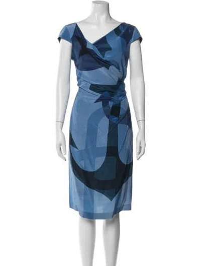 Pre-owned Max Mara Silk Midi Length Dress In Blue