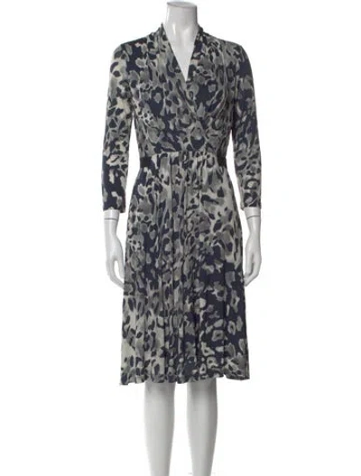 Pre-owned Max Mara Silk Midi Length Dress In Blue