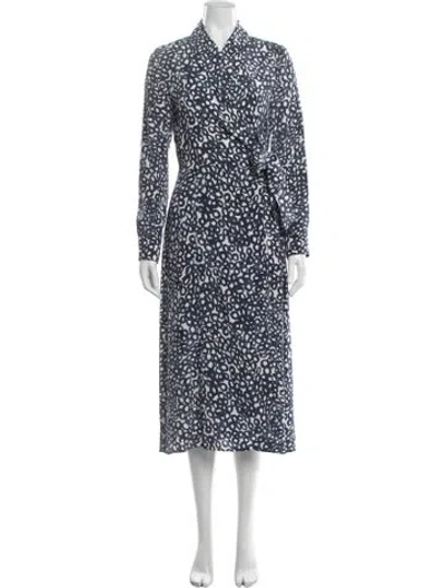 Pre-owned Max Mara Silk Midi Length Dress In Blue