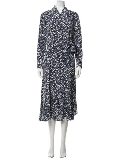 Pre-owned Max Mara Silk Midi Length Dress In Blue