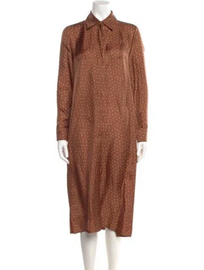 Pre-owned Max Mara Silk Midi Length Dress In Brown
