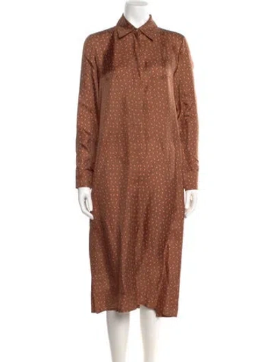 Pre-owned Max Mara Silk Midi Length Dress In Brown