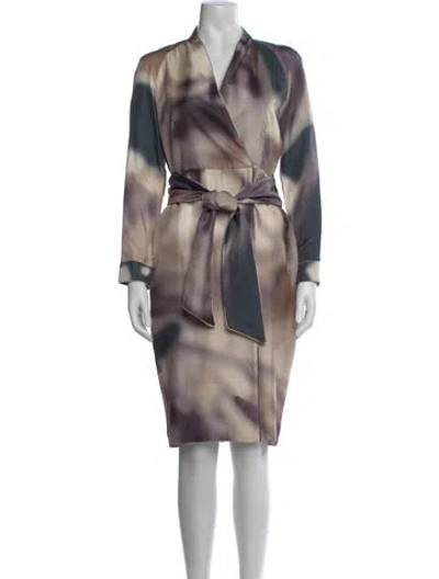 Pre-owned Max Mara Silk Midi Length Dress In Gray