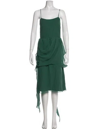 Pre-owned Max Mara Silk Midi Length Dress In Green
