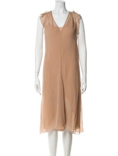 Pre-owned Max Mara Silk Midi Length Dress In Neutral