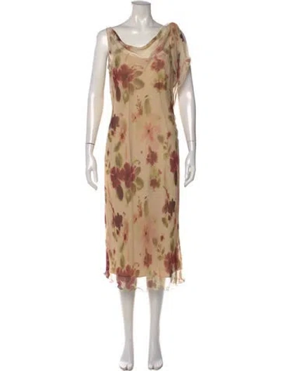 Pre-owned Max Mara Silk Midi Length Dress In Neutral