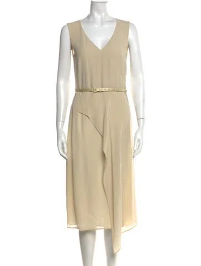 Pre-owned Max Mara Silk Midi Length Dress In Neutral